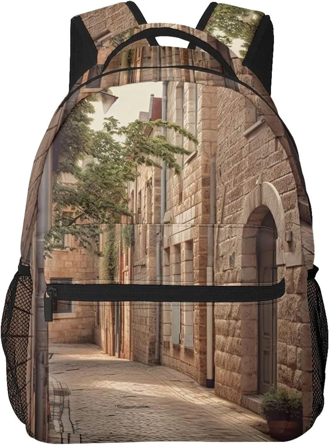 Backpack Travel Laptop Backpack for Men Women Lightweight Rucksack Architecture Streets Houses Casual Daypack