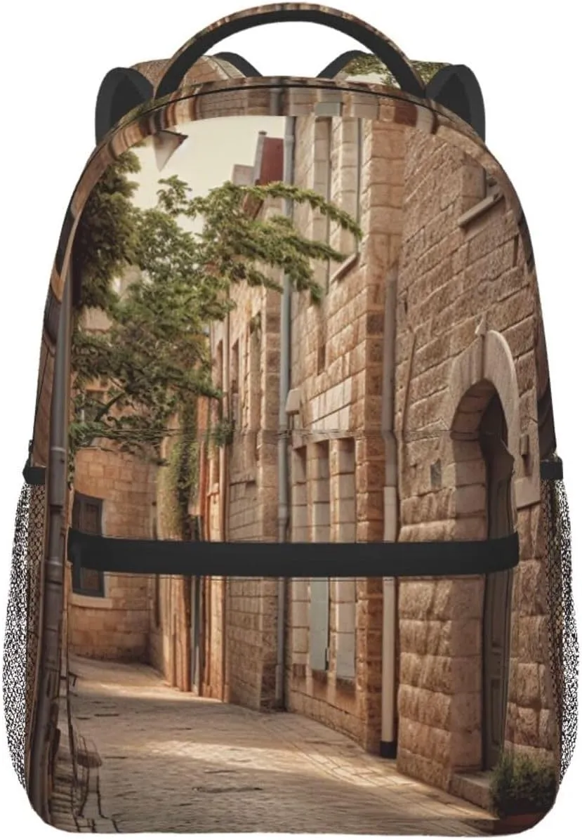 Backpack Travel Laptop Backpack for Men Women Lightweight Rucksack Architecture Streets Houses Casual Daypack