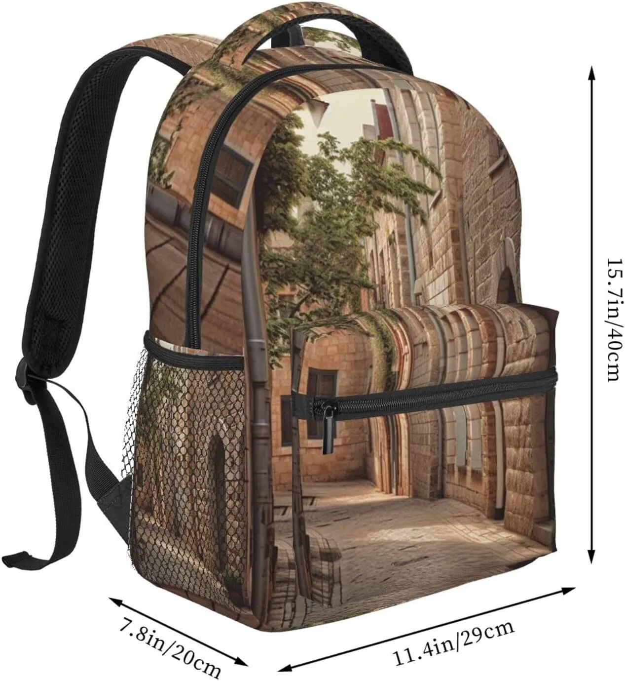 Backpack Travel Laptop Backpack for Men Women Lightweight Rucksack Architecture Streets Houses Casual Daypack