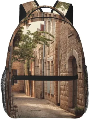 Backpack Travel Laptop Backpack for Men Women Lightweight Rucksack Architecture Streets Houses Casual Daypack