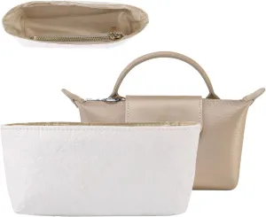 Bag Organizer for Mini Bag, White Bag Insert Organizer Storage Pouches Liner Inner Lining for Handbags, with Zipper without Falling Out