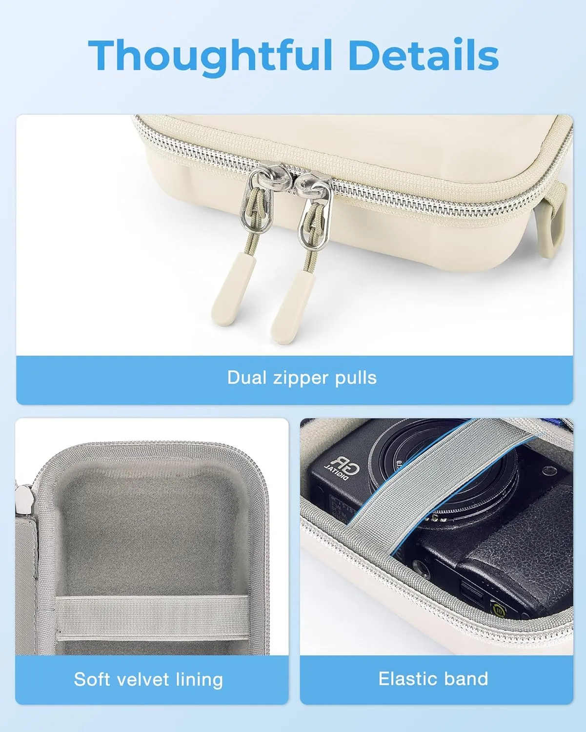 BAGSMART Digital Camera Case, Waterproof & Protective Small Camera Bag with 2 Carrying Ways, Lightweight camera sling bag for Canon PowerShot ELPH 180/190 / Sony DSCW800/DSCW830 - Beige