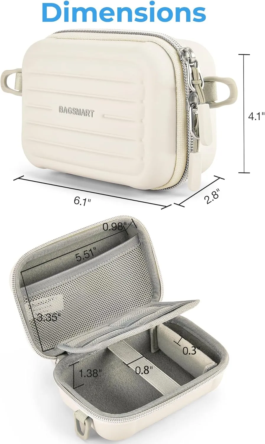 BAGSMART Digital Camera Case, Waterproof & Protective Small Camera Bag with 2 Carrying Ways, Lightweight camera sling bag for Canon PowerShot ELPH 180/190 / Sony DSCW800/DSCW830 - Beige