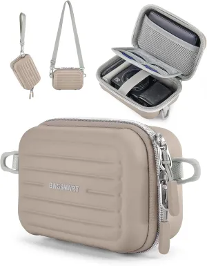 BAGSMART Digital Camera Case, Waterproof & Protective Small Camera Bag with 2 Carrying Ways, Lightweight camera sling bag for Canon PowerShot ELPH 180/190 / Sony DSCW800/DSCW830 - Brown