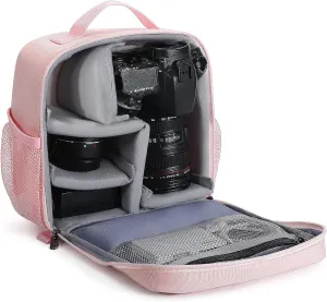 BAIGIO Camera Bag Insert Handbag Inner Case Large Capacity Small Camera Insert Bag Shockproof and Water-resistant DSLR SLR Foldable Protective Camera Organizer Cube Padded Camera Bag Pink