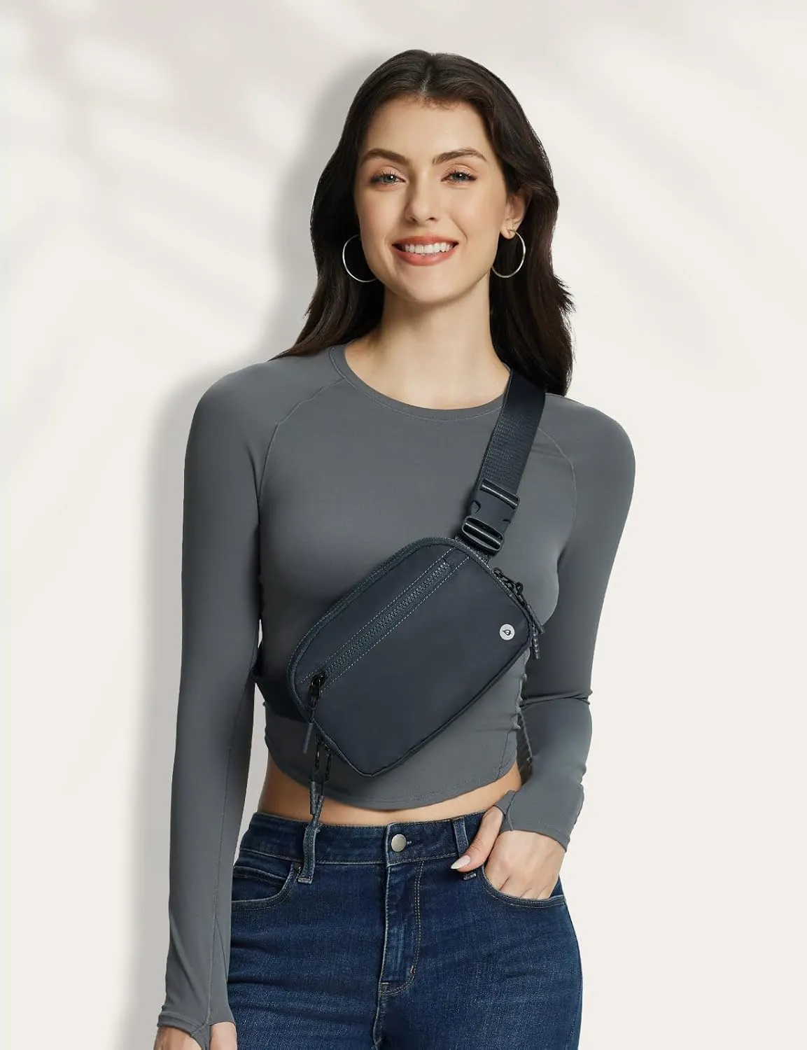 BALEAF Belt Bag Women Fanny Packs Crossbody Fashion Waist Pack Water Resistant Adjustable Strap 2L Dark Grey
