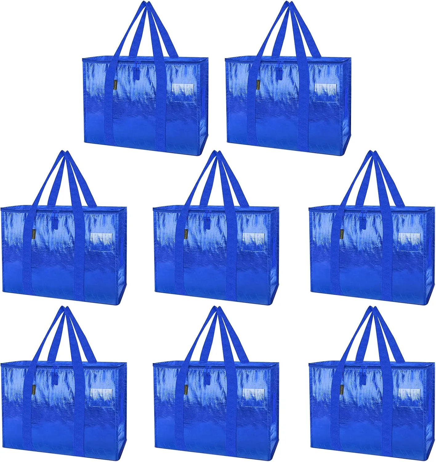 BALEINE 13 Gallon Moving Totes with Reinforced Handles, Heavy-Duty UnderBed Storage Bag for Moving Boxes, Clothes, Travel (8 Pack, Blue)