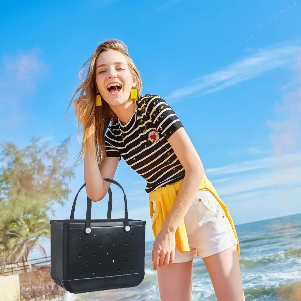 Beach Bag Rubber Tote Bag - Waterproof and Sandproof Tote Bags Outdoor Portable Handbag for Sports