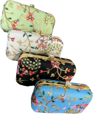 Beautiful Set of 4 Traditional Embroidered Clutches for Women as, Return Gift, Wedding Favors, Return Gifts on Indian festivals, Indian Weddings