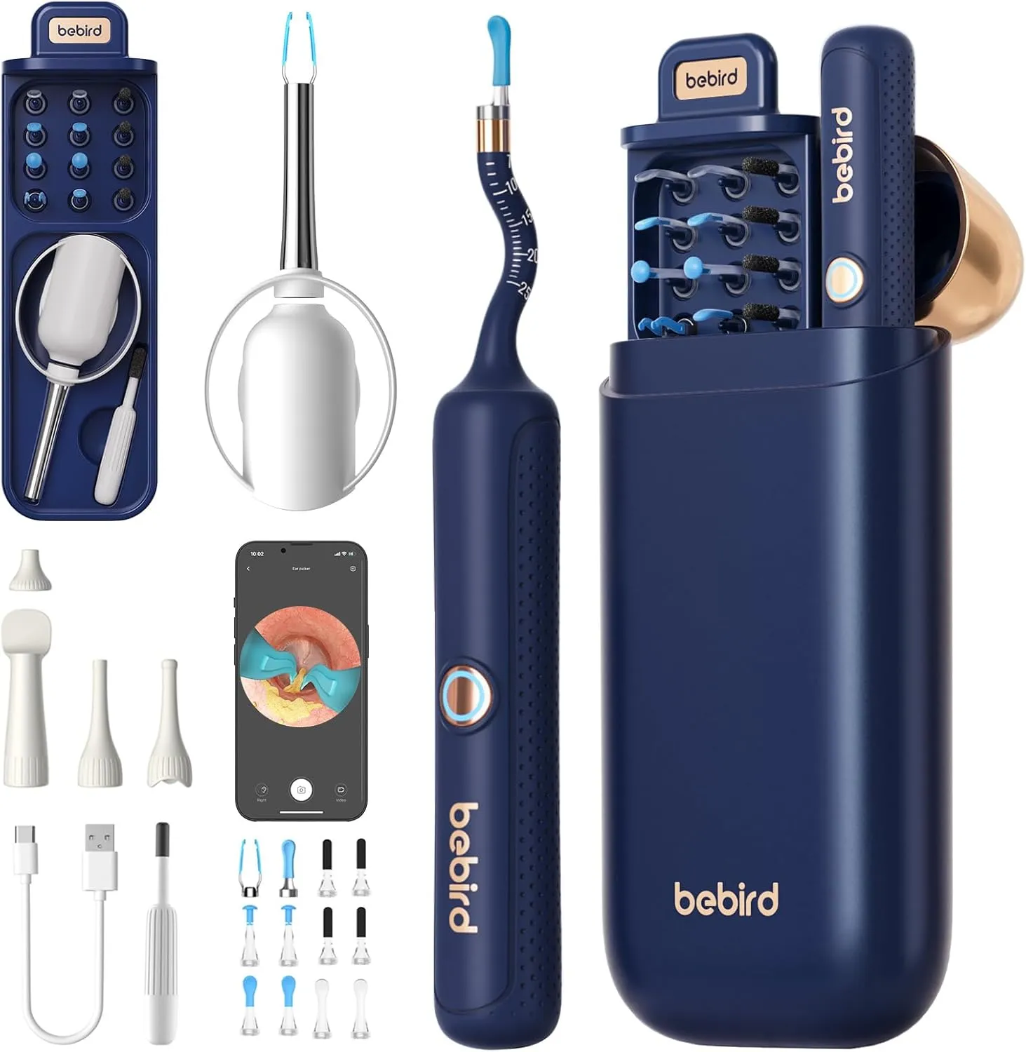 Bebird Earsight Plus R37R Ear Cleaning Camera Wax Removal Tool kit, Flexible Ear Scope Otoscope Camera Light, Visual Ear Picker Wireless Earwax Remover Tweezers for Adults & Kids