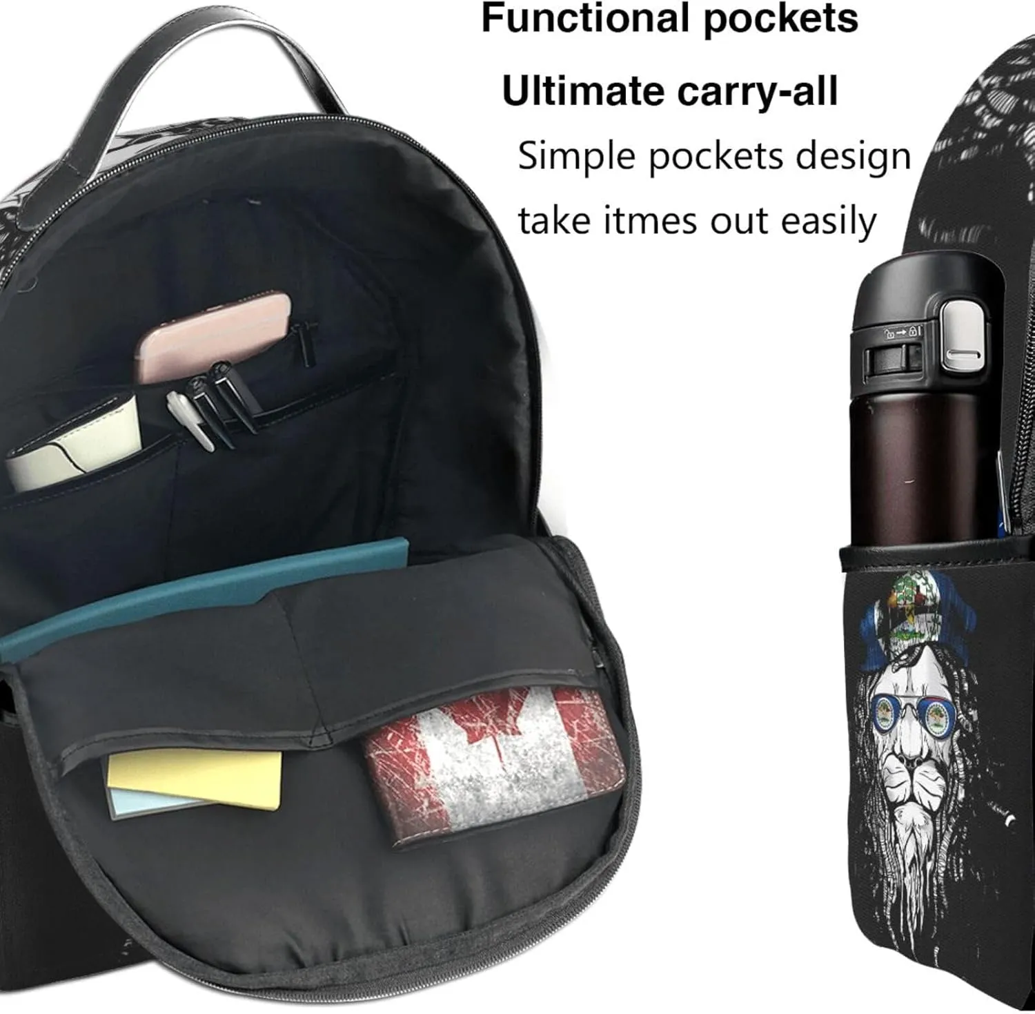 Belize Lion Flagl Casual Backpacks Laptop Backpack Carry-on Daypack Sports Travel Rucksack Lightweight Working Bag for Outdoor Hiking Cycling Walking
