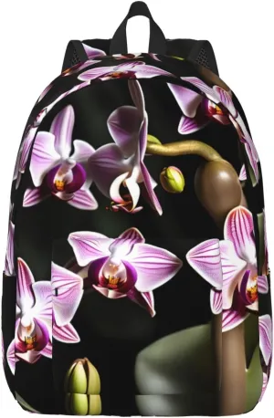 Bell Orchid Pattern Classic Style Backpacks Travel Bag For Men Women Lightweight Back Pack With Laptop Compartmen