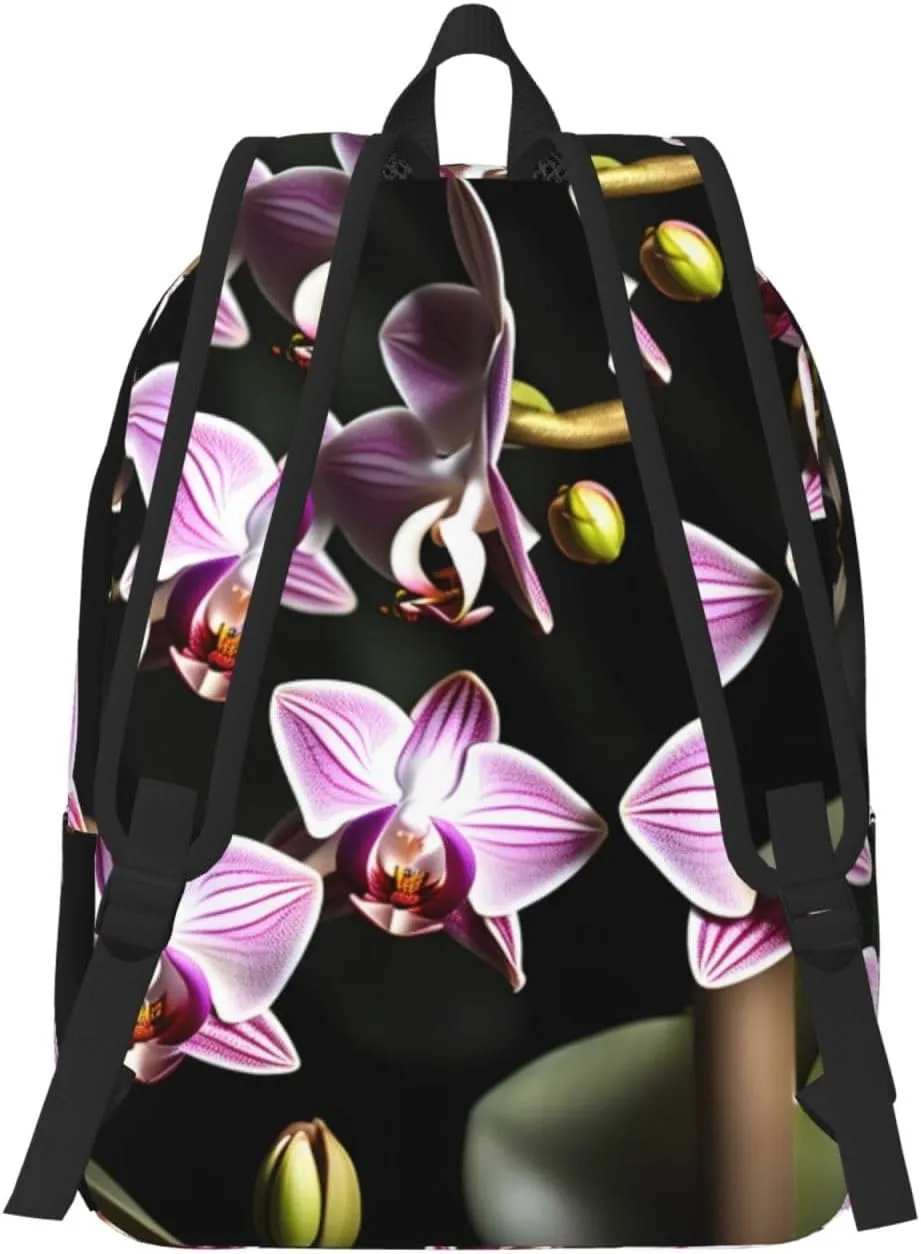 Bell Orchid Pattern Classic Style Backpacks Travel Bag For Men Women Lightweight Back Pack With Laptop Compartmen