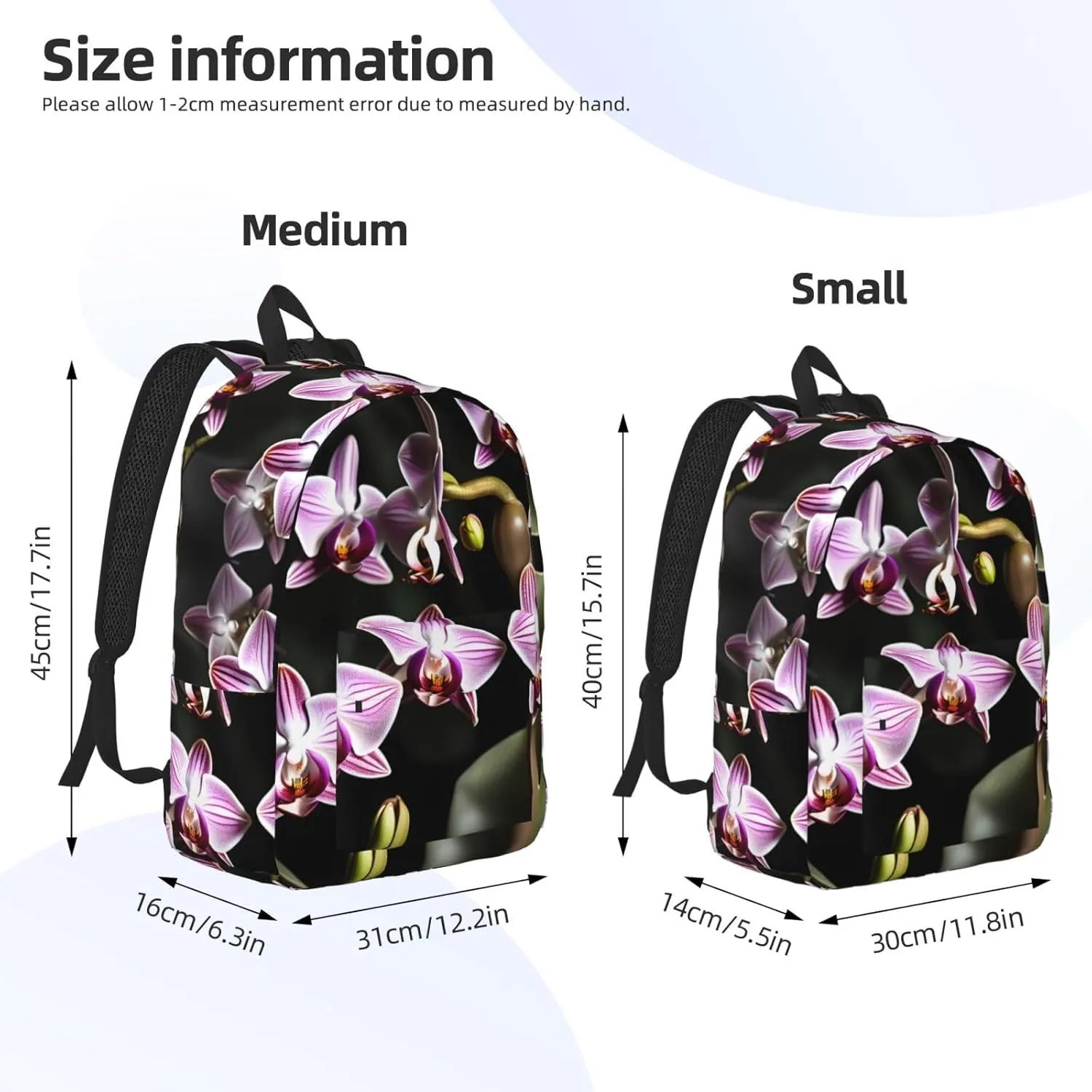 Bell Orchid Pattern Classic Style Backpacks Travel Bag For Men Women Lightweight Back Pack With Laptop Compartmen