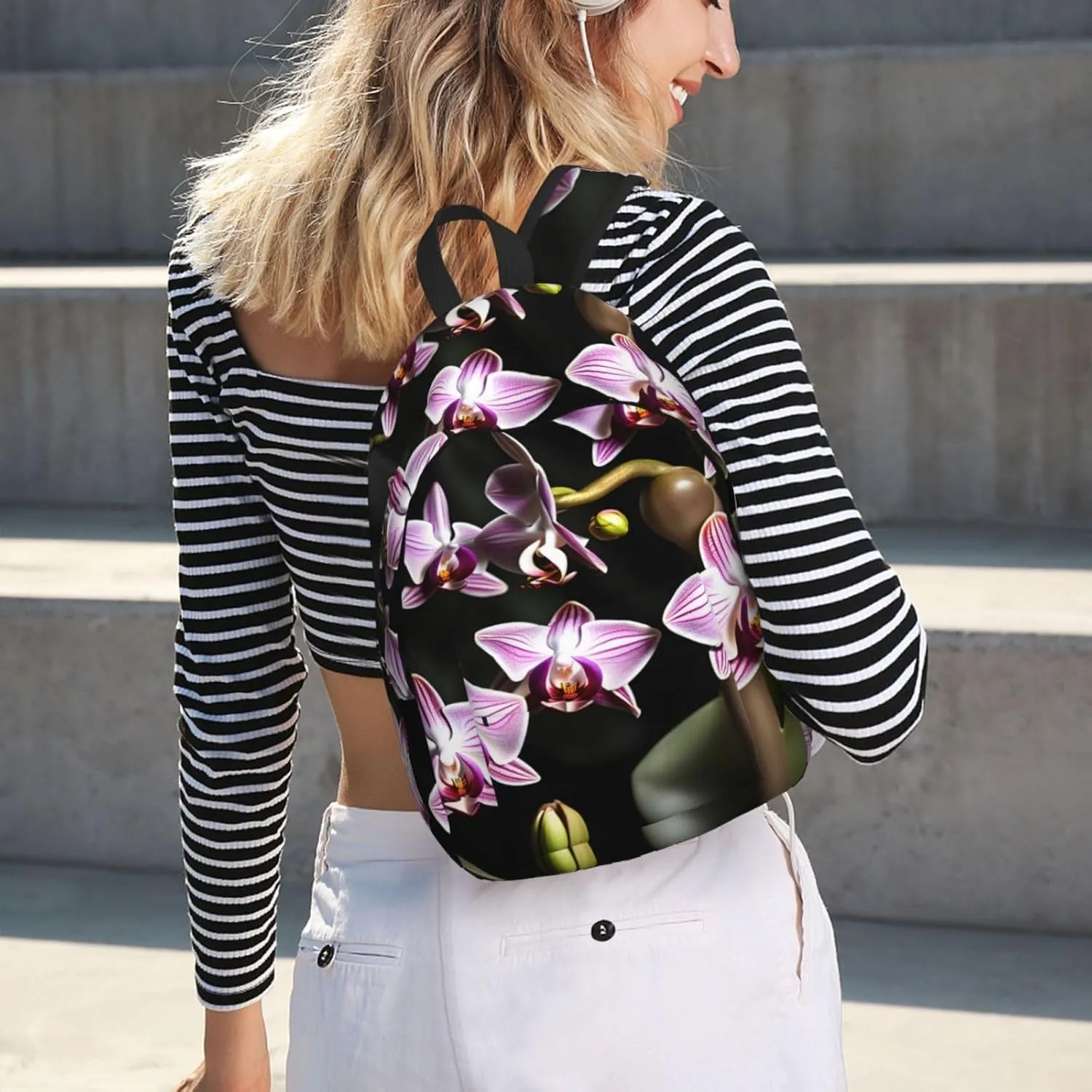 Bell Orchid Pattern Classic Style Backpacks Travel Bag For Men Women Lightweight Back Pack With Laptop Compartmen
