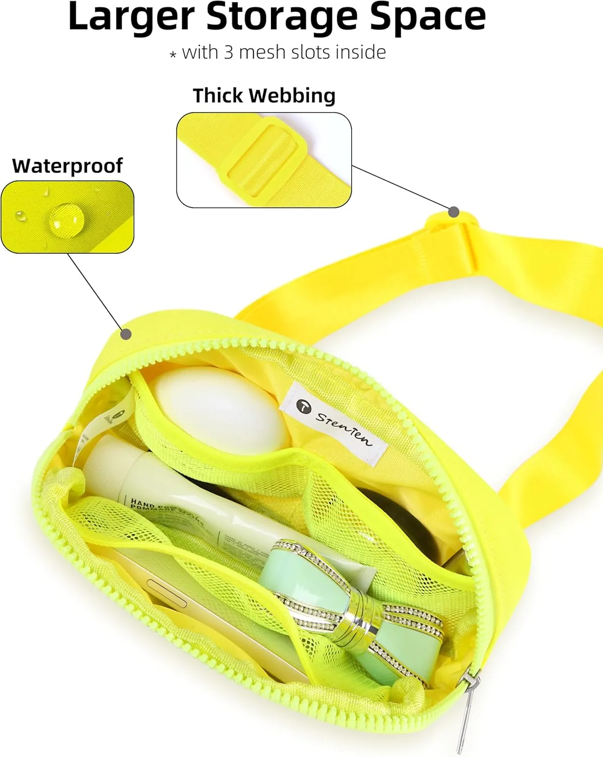 Belt Bag For Women Girls Kids Fanny Pack Crossbody Bag Fashionable Waist Packs With Adjustable Strap Waterproof For Travel Walking Running Hiking Neon Yellow