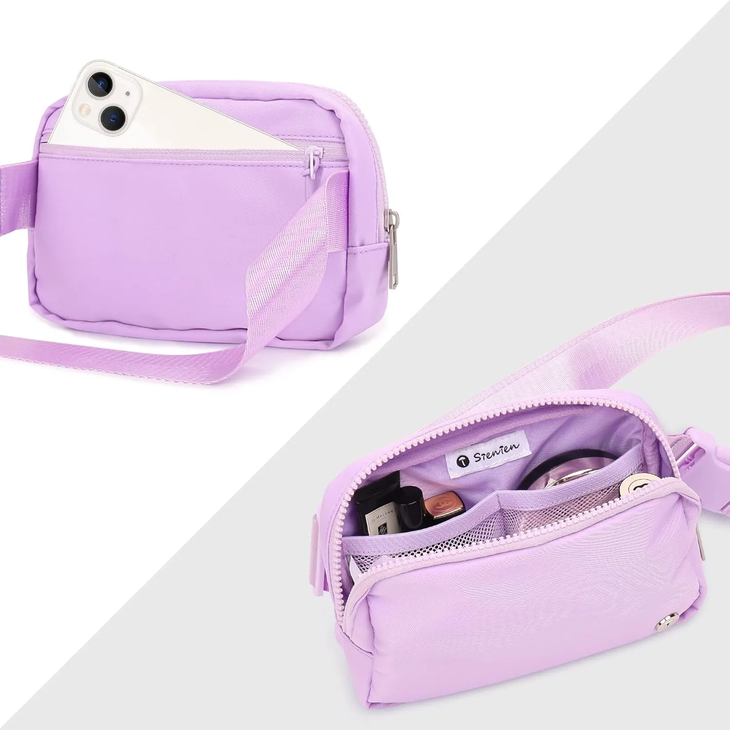 Belt Bag For Women Girls Kids Fanny Pack Crossbody Bag Fashionable Waist Packs With Adjustable Strap Waterproof For Travel Walking Running Hiking Purple Lavender