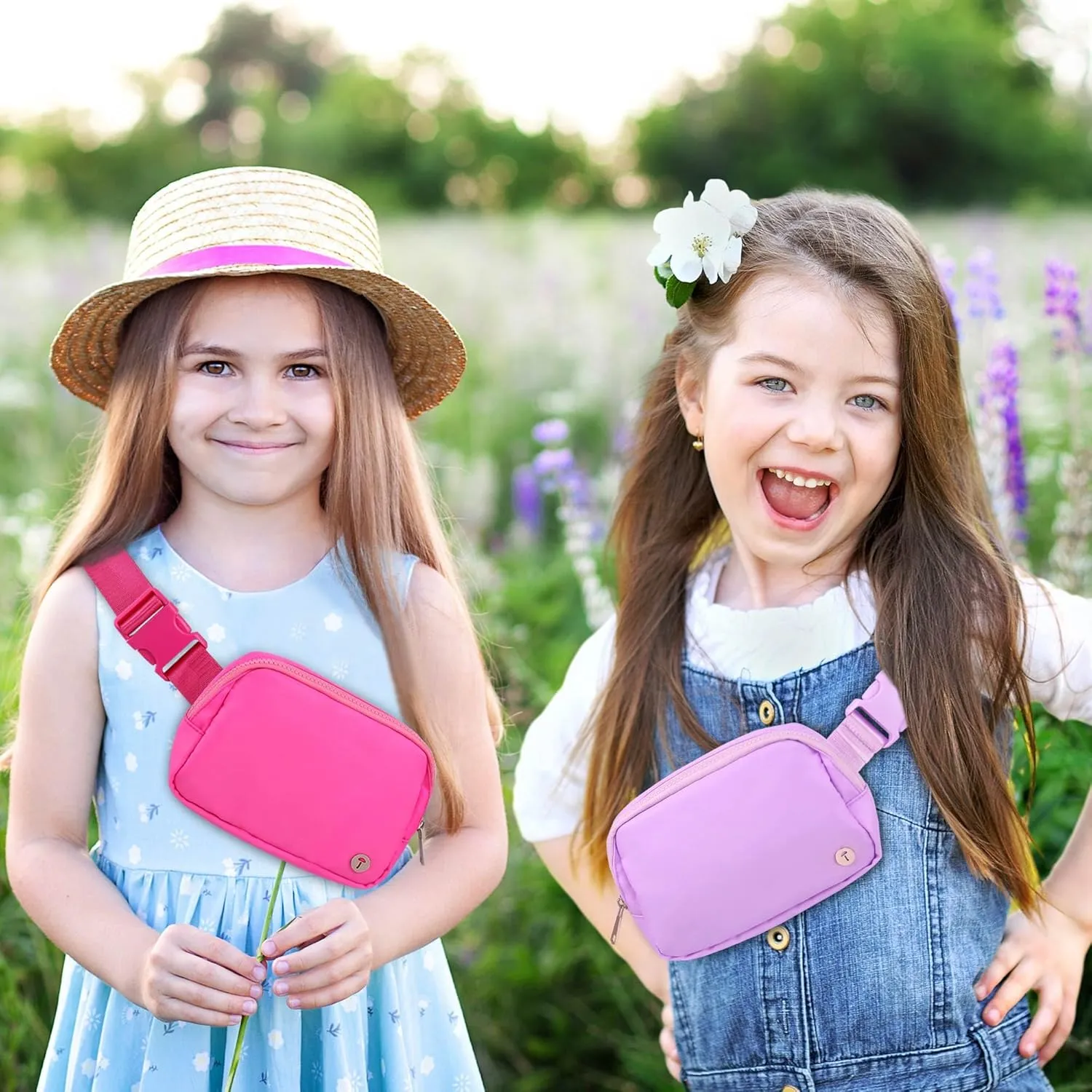 Belt Bag For Women Girls Kids Fanny Pack Crossbody Bag Fashionable Waist Packs With Adjustable Strap Waterproof For Travel Walking Running Hiking Purple Lavender