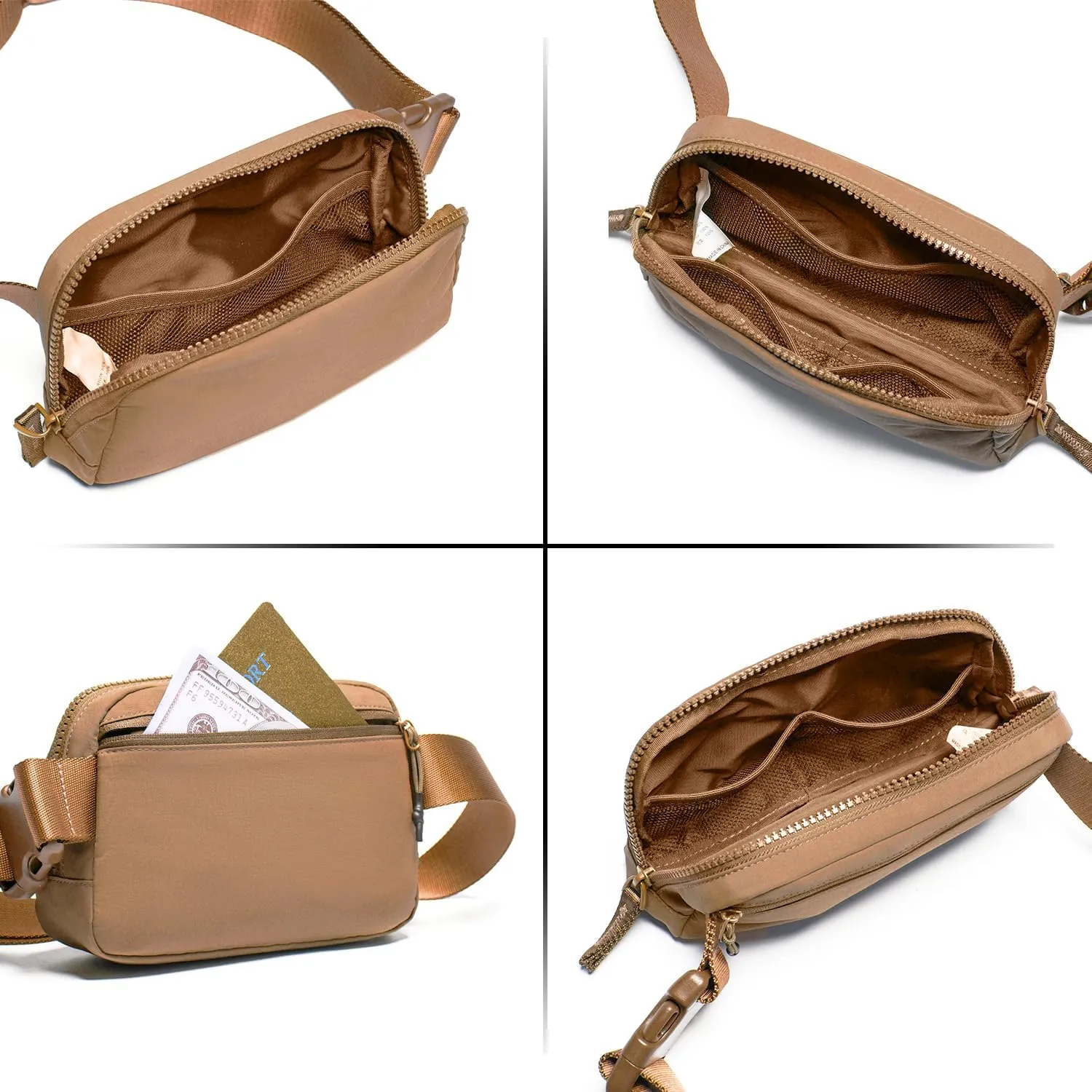 Belt Bag for Women Two-Way Zipper Cross Body Fanny Pack Fashion Waist Packs Everywhere Belt Bag with Adjustable Strap Gifts for Teen Girls Women Men (Brown)