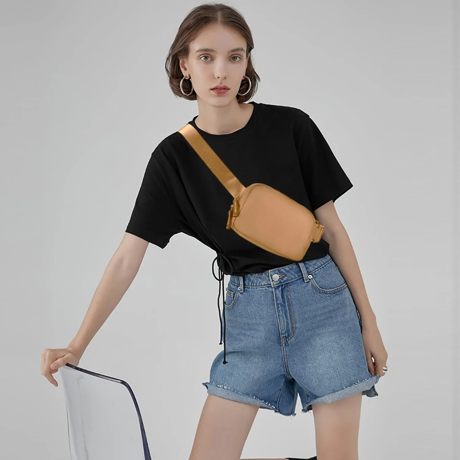 Belt Bag for Women Two-Way Zipper Cross Body Fanny Pack Fashion Waist Packs Everywhere Belt Bag with Adjustable Strap Gifts for Teen Girls Women Men (Brown)