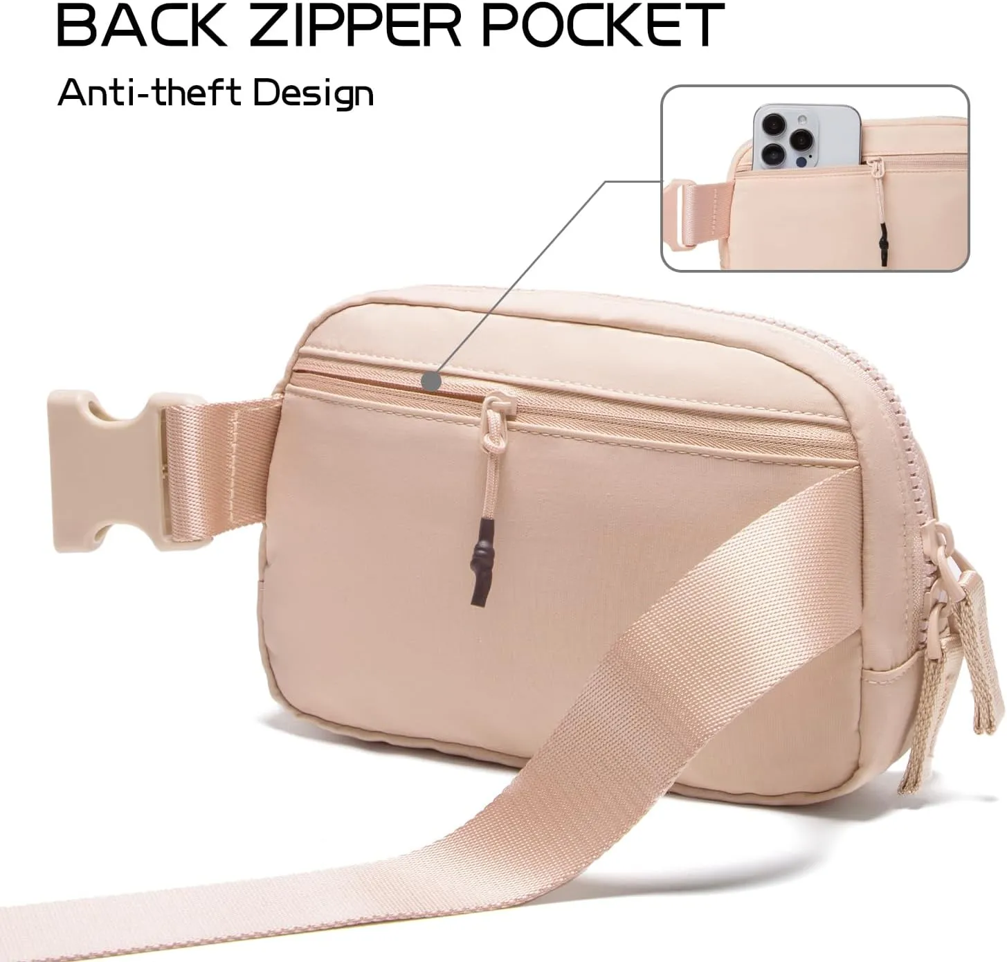 Belt Bag for Women Two-Way Zipper Cross Body Fanny Pack Fashion Waist Packs Everywhere Belt Bag with Adjustable Strap Gifts for Teen Girls Women Men (Coral Pink)
