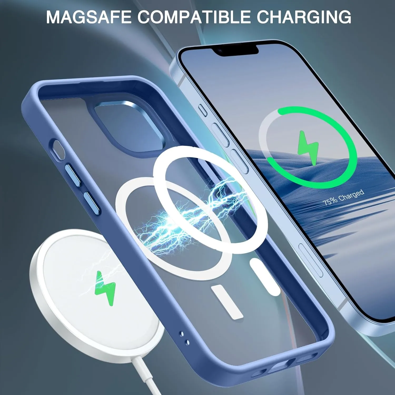 BENTOBEN Magnetic for iPhone 13 Case & iPhone 14 Case [Compatible with Magsafe] Translucent Matte Phone Case iPhone 13/14 Slim Shockproof Women Men Protective Cover for iPhone 13/14 6.1", Blue