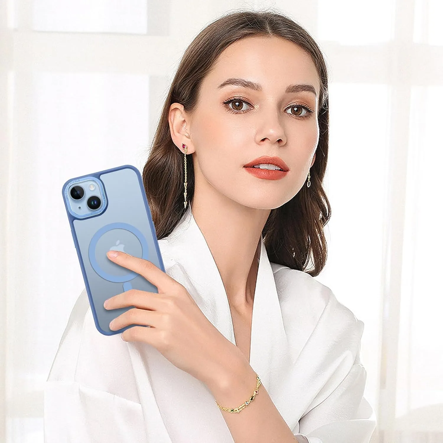 BENTOBEN Magnetic for iPhone 13 Case & iPhone 14 Case [Compatible with Magsafe] Translucent Matte Phone Case iPhone 13/14 Slim Shockproof Women Men Protective Cover for iPhone 13/14 6.1", Blue