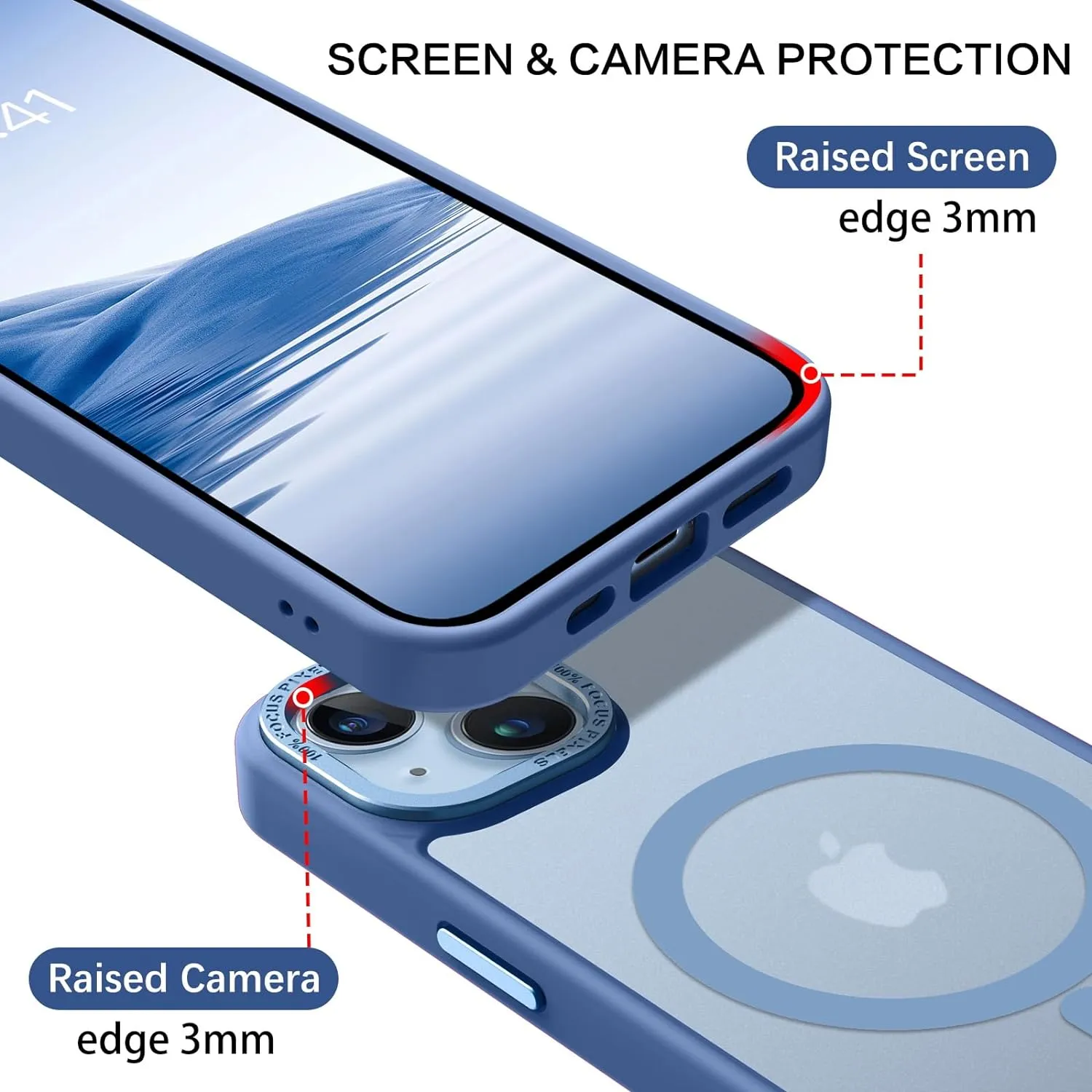 BENTOBEN Magnetic for iPhone 13 Case & iPhone 14 Case [Compatible with Magsafe] Translucent Matte Phone Case iPhone 13/14 Slim Shockproof Women Men Protective Cover for iPhone 13/14 6.1", Blue
