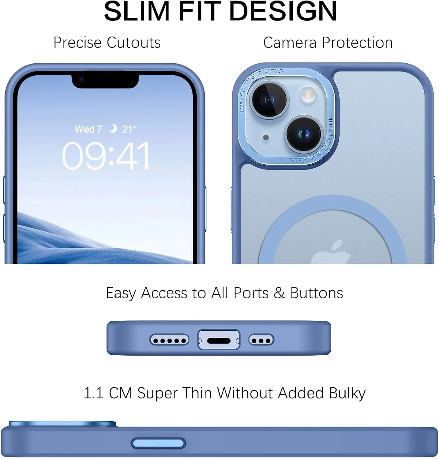 BENTOBEN Magnetic for iPhone 13 Case & iPhone 14 Case [Compatible with Magsafe] Translucent Matte Phone Case iPhone 13/14 Slim Shockproof Women Men Protective Cover for iPhone 13/14 6.1", Blue