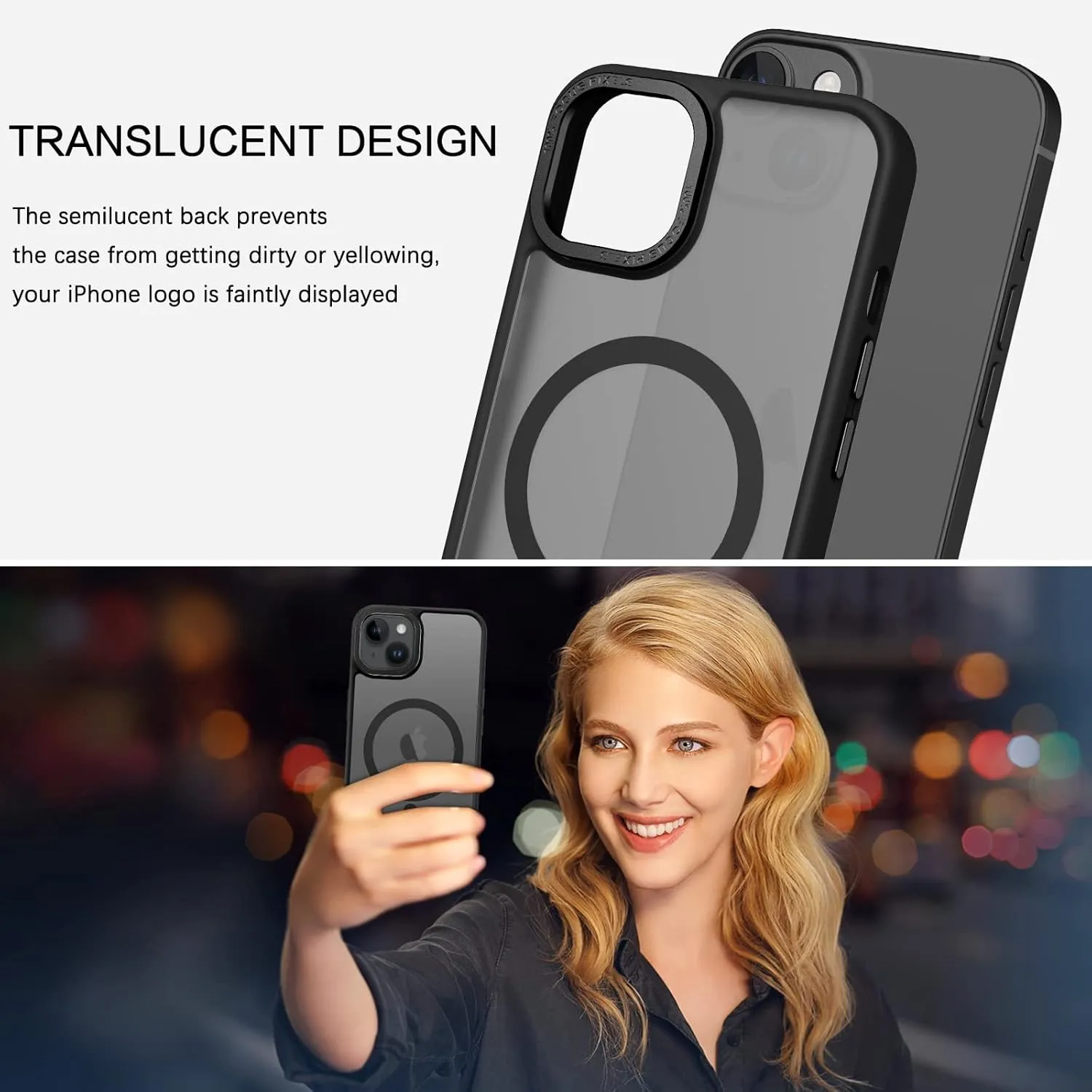 BENTOBEN Magnetic for iPhone 13 Case & iPhone 14 Case [Compatible with Magsafe] Translucent Matte Phone Case iPhone 13/14 Slim Thin Shockproof Women Men Protective Cases Cover, Black