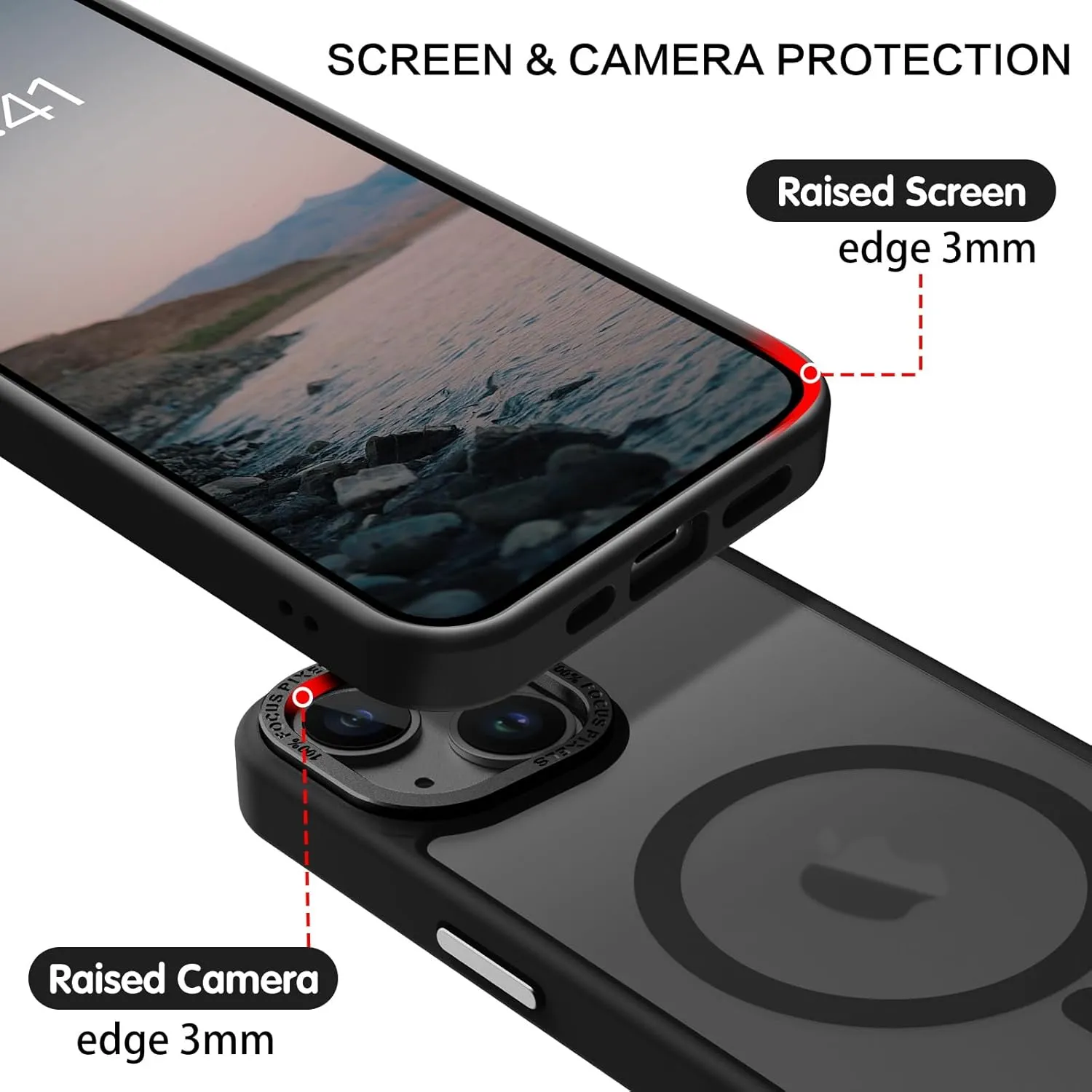 BENTOBEN Magnetic for iPhone 13 Case & iPhone 14 Case [Compatible with Magsafe] Translucent Matte Phone Case iPhone 13/14 Slim Thin Shockproof Women Men Protective Cases Cover, Black