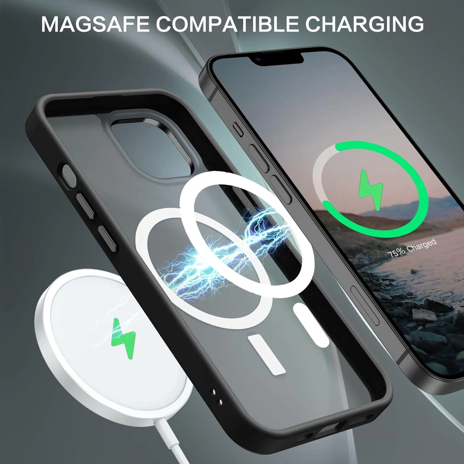 BENTOBEN Magnetic for iPhone 13 Case & iPhone 14 Case [Compatible with Magsafe] Translucent Matte Phone Case iPhone 13/14 Slim Thin Shockproof Women Men Protective Cases Cover, Black