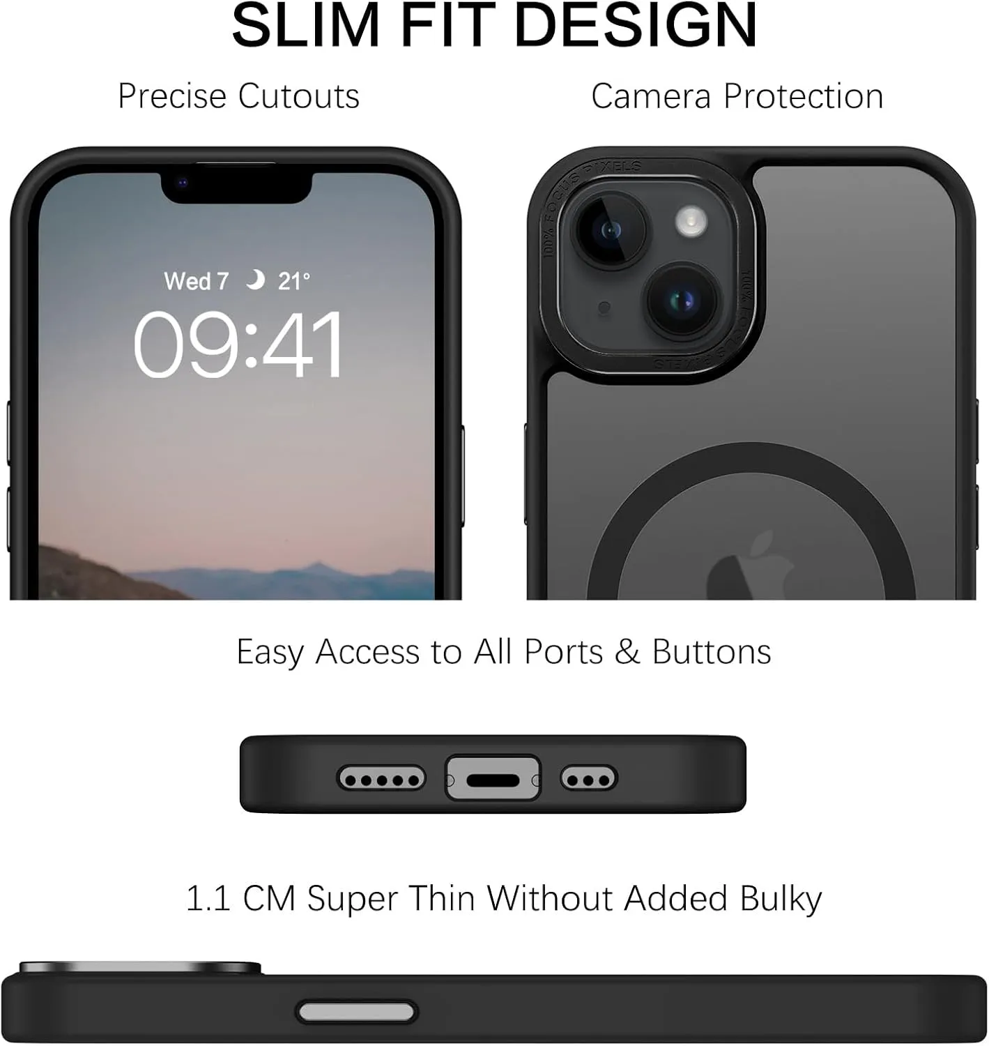 BENTOBEN Magnetic for iPhone 13 Case & iPhone 14 Case [Compatible with Magsafe] Translucent Matte Phone Case iPhone 13/14 Slim Thin Shockproof Women Men Protective Cases Cover, Black