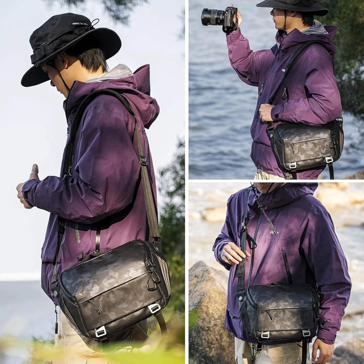 Besnfoto Camera Bag Small Crossbody Sling Bag Waterproof Travel Shoulder Bag Purse for DSLR SLR Mirrorless Camera