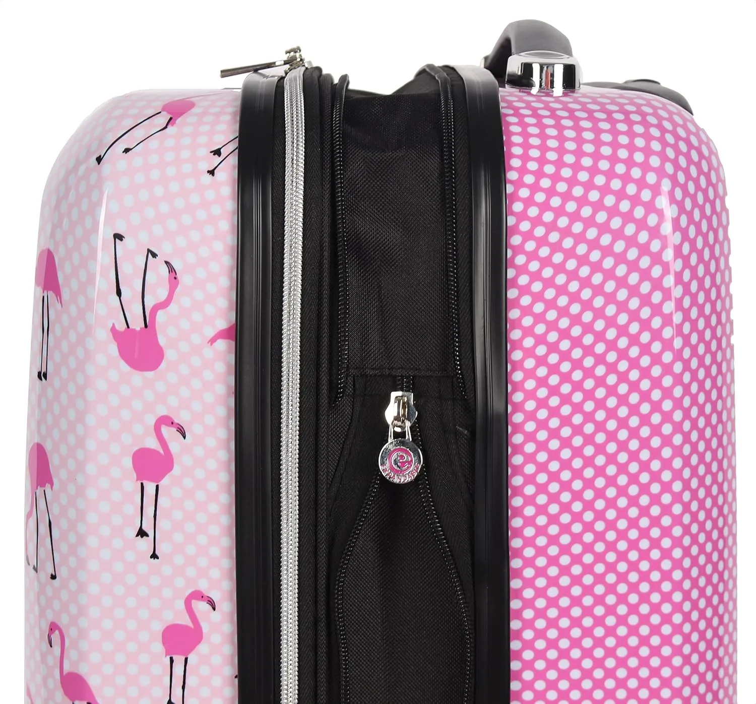 Betsey Johnson 26 Inch Checked Luggage Collection - Expandable Scratch Resistant (ABS   PC) Hardside Suitcase - Designer Lightweight Bag with 8-Rolling Spinner Wheels (Flamingo Strut)