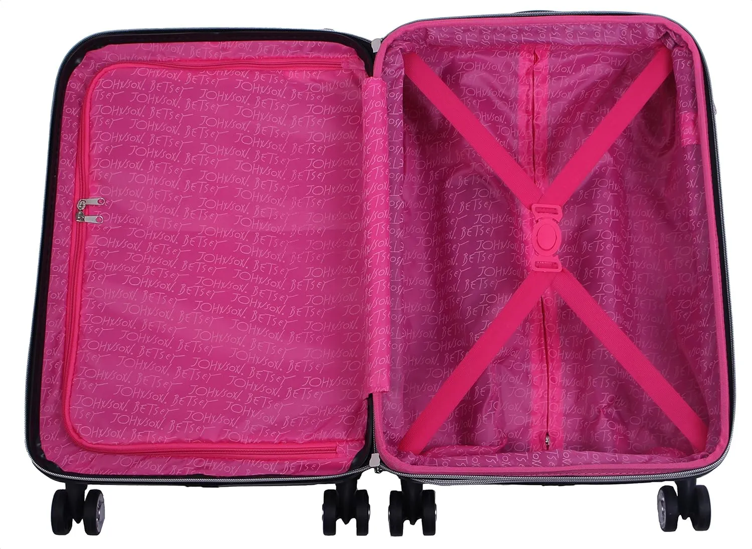 Betsey Johnson 26 Inch Checked Luggage Collection - Expandable Scratch Resistant (ABS   PC) Hardside Suitcase - Designer Lightweight Bag with 8-Rolling Spinner Wheels (Flamingo Strut)