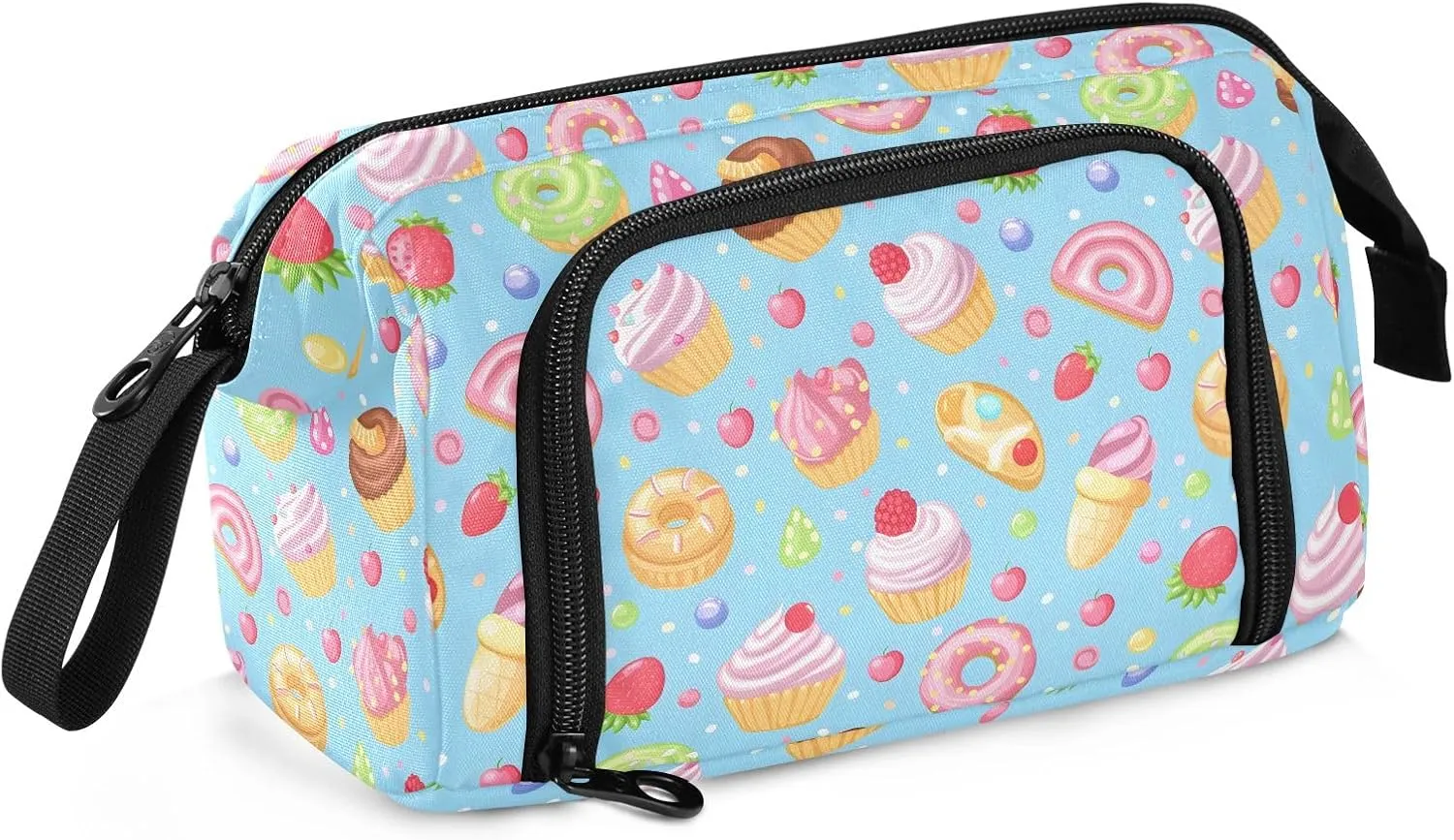 Big Capacity Pencil Case Sweet Treats Water Coolour Stylize High Pen Case Canvas Bag Blue Red Fiery Dragon Make-up Pen Pouch for Office College School Kids Teens Student