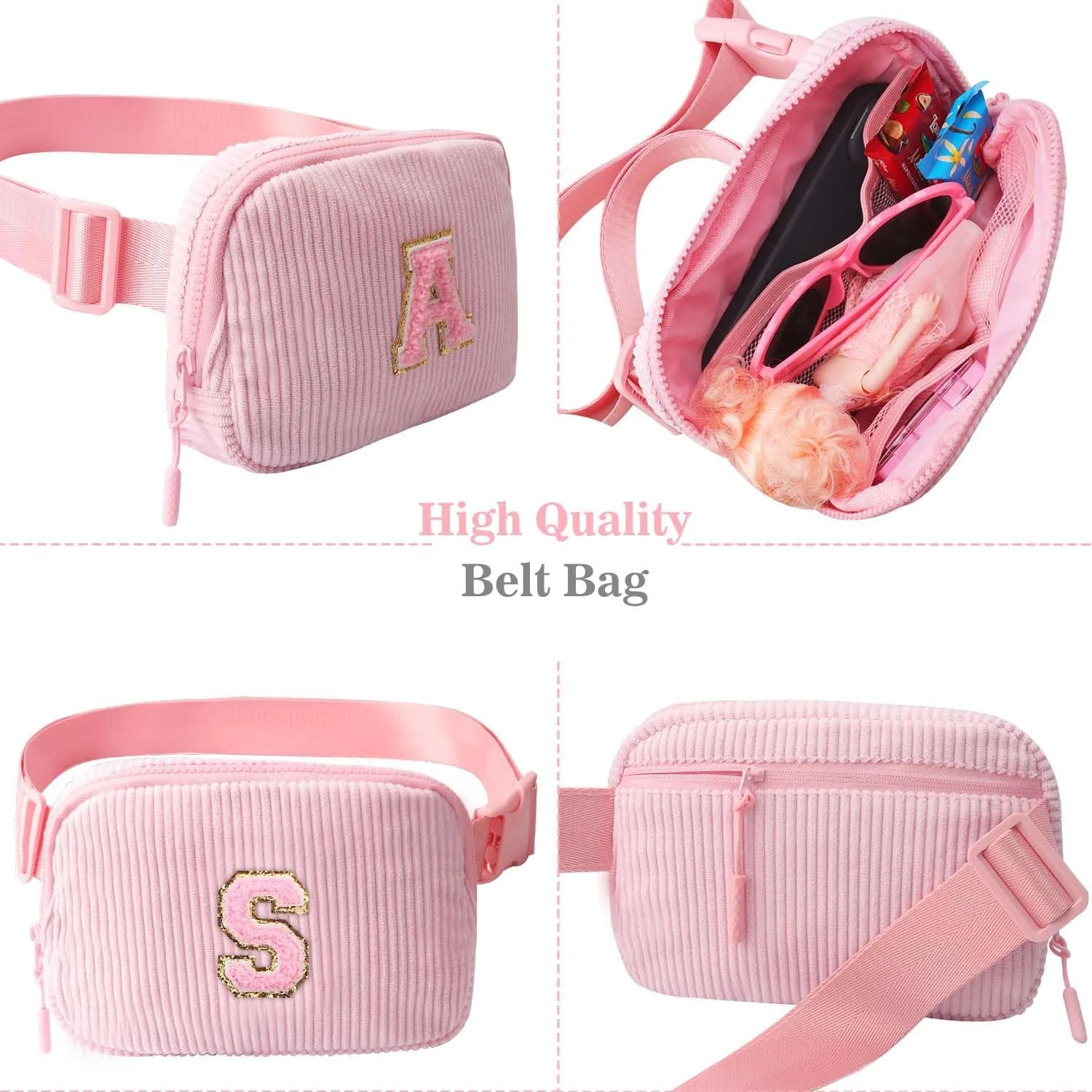 Birthday Gifts for Teenager Girls Kids - Personalized Belt Bag for Girls Women Fashion Waist Packs Trendy Travel Fanny Pack Crossbody Bags with with Initial Letter Patch Cute Stuff A