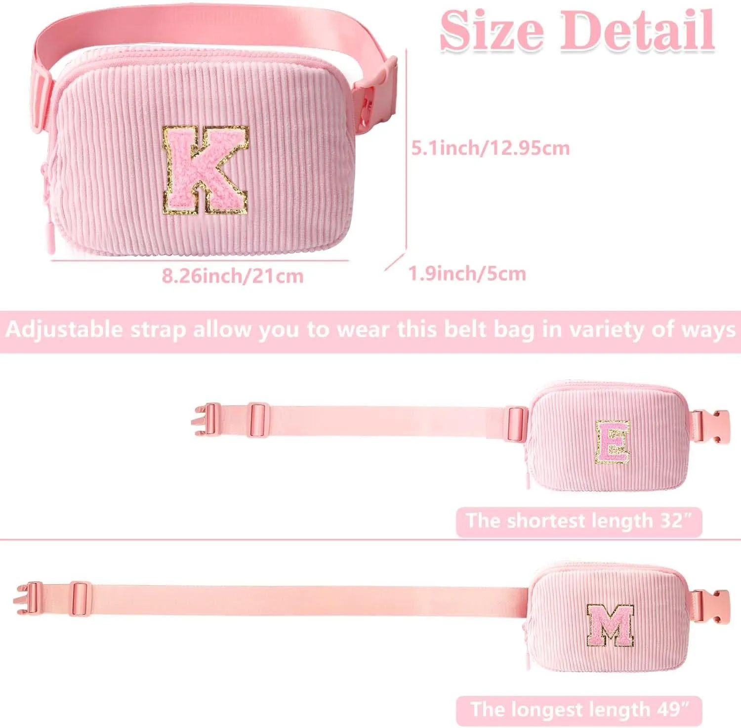 Birthday Gifts for Teenager Girls Kids - Personalized Belt Bag for Girls Women Fashion Waist Packs Trendy Travel Fanny Pack Crossbody Bags with with Initial Letter Patch Cute Stuff A