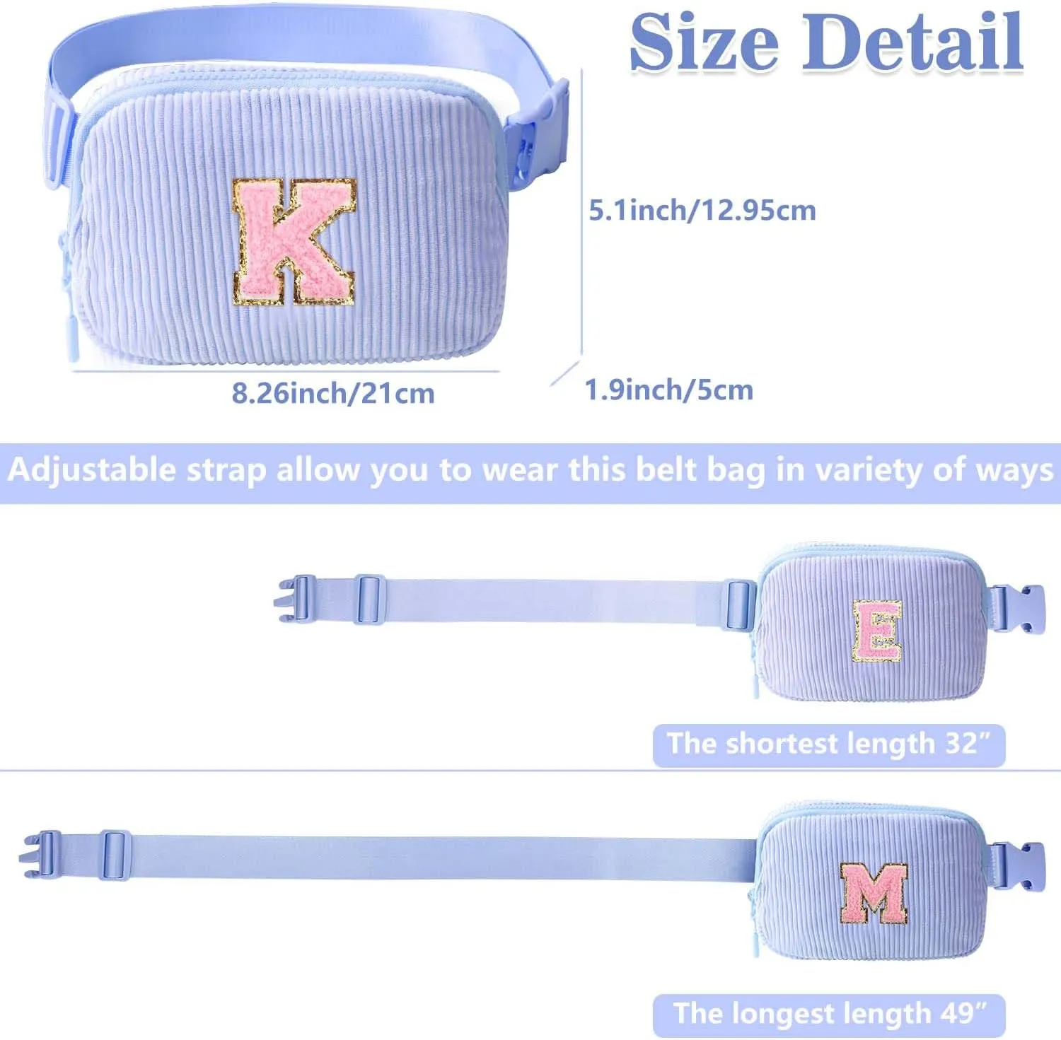 Birthday Gifts for Teenager Girls Kids - Personalized Belt Bag for Girls Women Fashion Waist Packs Trendy Travel Fanny Pack Crossbody Bags with with Initial Letter Patch Cute Stuff S