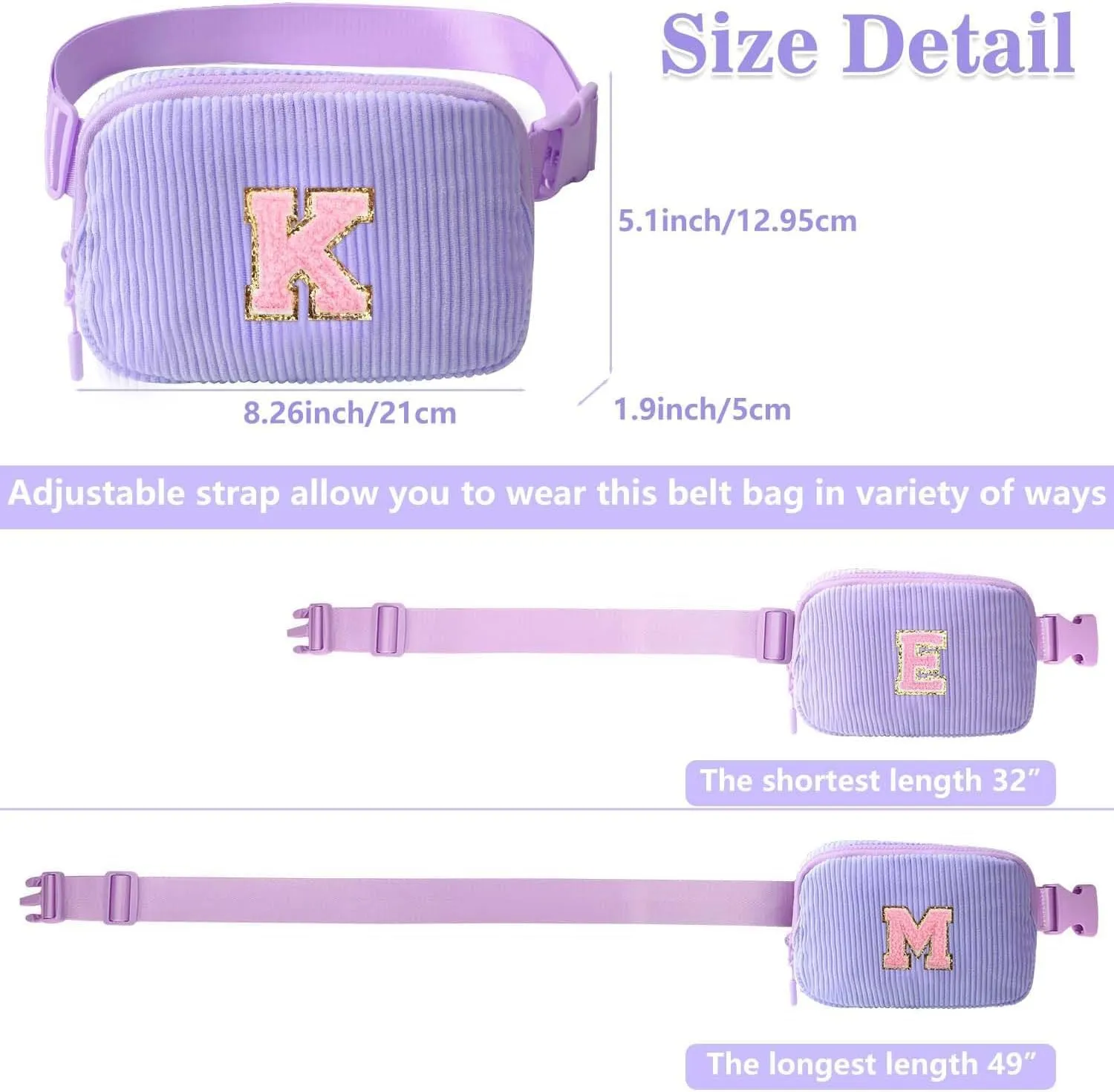 Birthday Gifts for Teenager Girls Kids - Personalized Belt Bag for Girls Women Fashion Waist Packs Trendy Travel Fanny Pack Crossbody Bags with with Initial Letter Patch Cute Stuff S