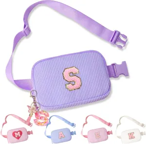 Birthday Gifts for Teenager Girls Kids - Personalized Belt Bag for Girls Women Fashion Waist Packs Trendy Travel Fanny Pack Crossbody Bags with with Initial Letter Patch Cute Stuff S