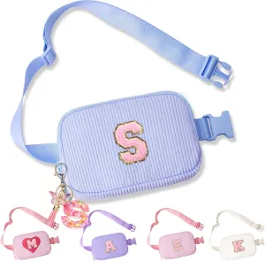 Birthday Gifts for Teenager Girls Kids - Personalized Belt Bag for Girls Women Fashion Waist Packs Trendy Travel Fanny Pack Crossbody Bags with with Initial Letter Patch Cute Stuff S