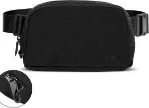 Black Fanny Pack Anti Theft for Women Men Travel, Small Belt Bag, Waist Crossbody Bag with Adjustable Strap, Water-repellent & Lightweight, Stylish Everywhere Bag for Teens Trip, Workout, Unisex