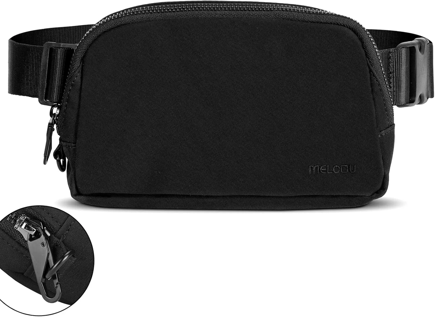 Black Fanny Pack Anti Theft for Women Men Travel, Small Belt Bag, Waist Crossbody Bag with Adjustable Strap, Water-repellent & Lightweight, Stylish Everywhere Bag for Teens Trip, Workout, Unisex