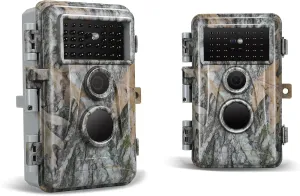 BLAZEVIDEO 2-Pack 48MP 1296P Game & Trail Cameras H.264 MP4 Video No Glow Wildlife Hunting Cams with Night Vision Motion IP66 Activated Waterproof for Outdoor Wildlife Hunting & Backyard Security
