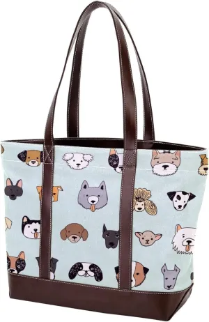 Blue Corgi Dog Fashion Leather Purse Bag for Women Top Handle Ladies Shoulder Bags with Pockets Zipper