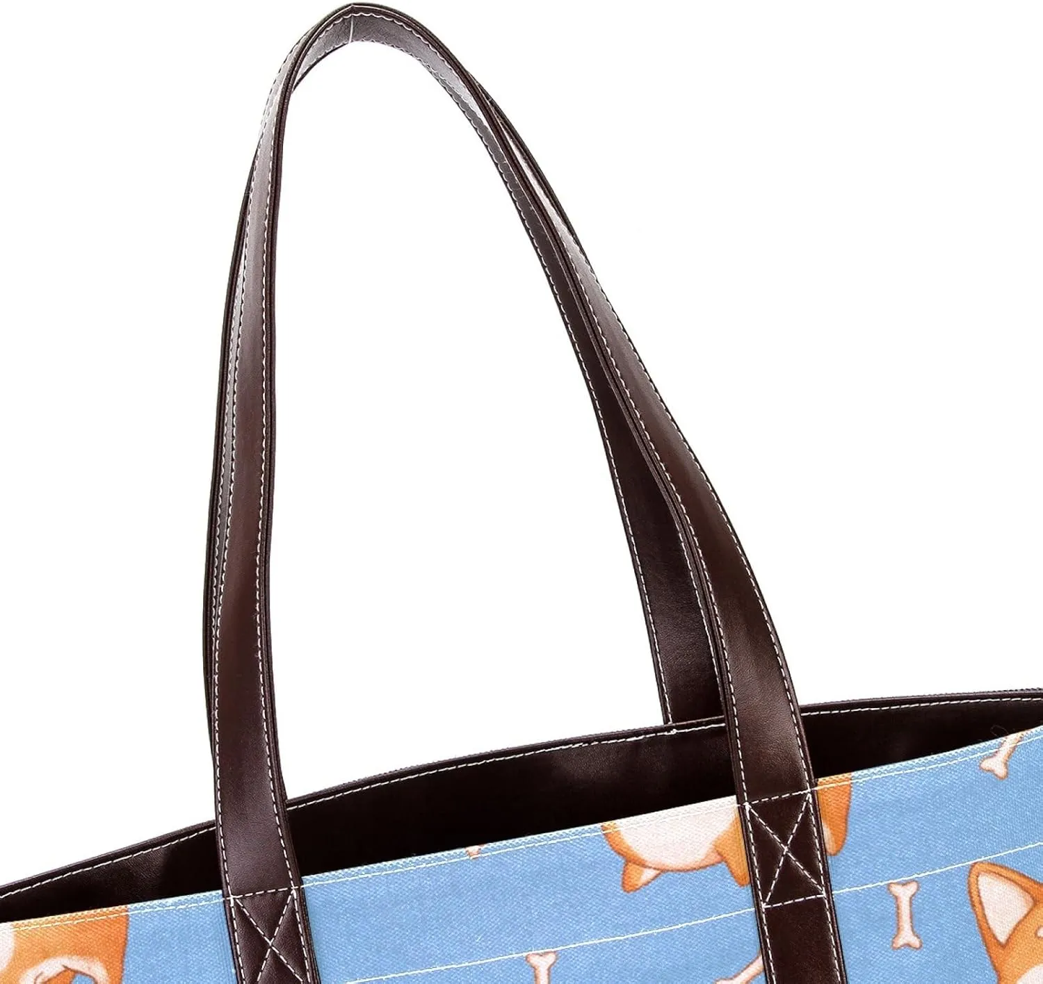 Blue Corgi Dog Fashion Leather Purse Bag for Women Top Handle Ladies Shoulder Bags with Pockets Zipper