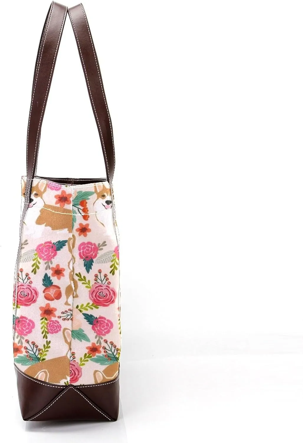 Blue Corgi Dog Fashion Leather Purse Bag for Women Top Handle Ladies Shoulder Bags with Pockets Zipper