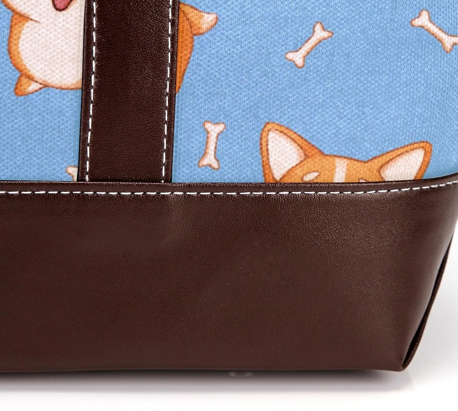 Blue Corgi Dog Fashion Leather Purse Bag for Women Top Handle Ladies Shoulder Bags with Pockets Zipper